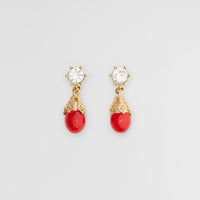 1 qty Boucles d'oreilles plaquées or - Bright Red & Light Gold