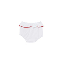 1 qty Robe et bloomer festonnés en coton extensible - White