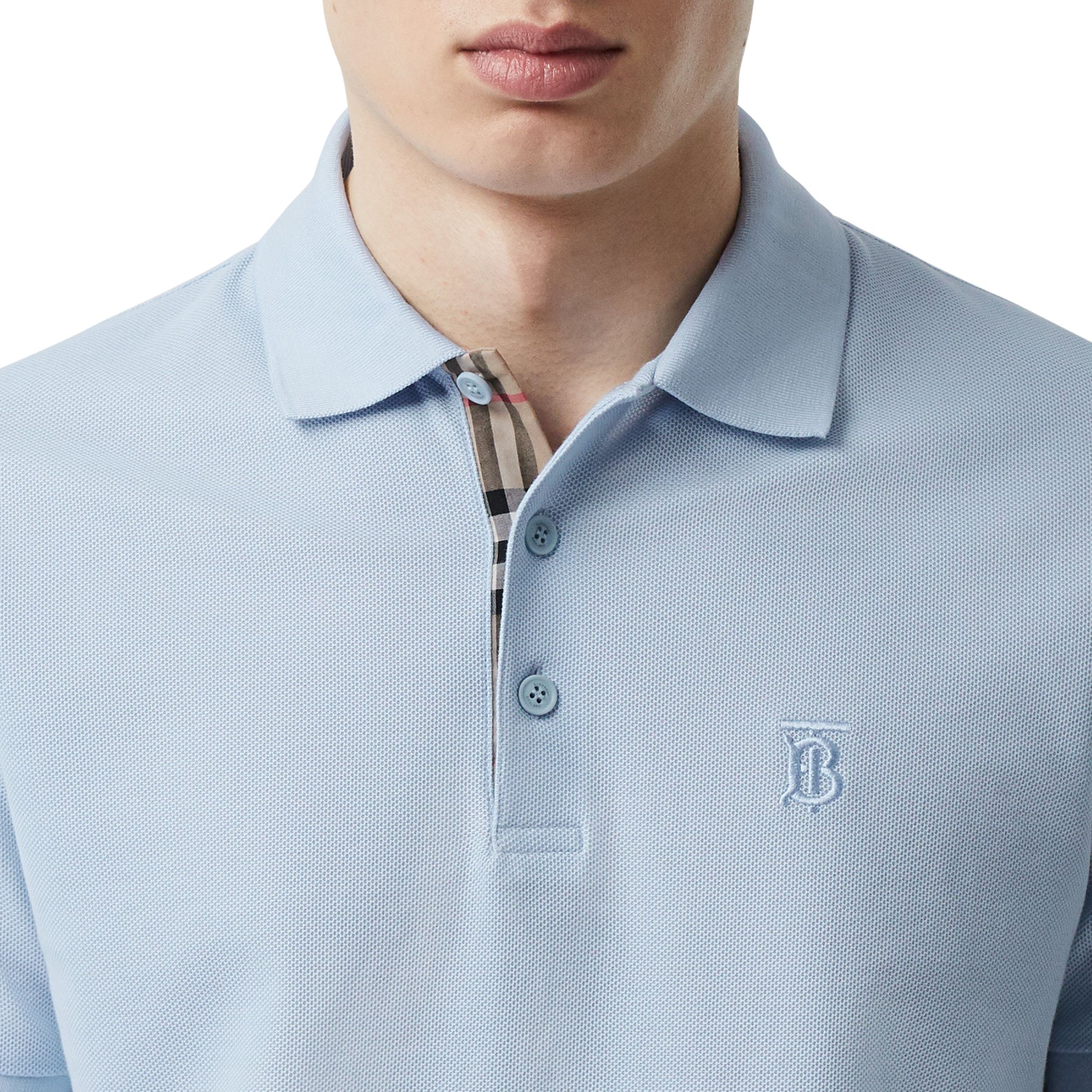 1 qty Polo en piqué de coton Monogram - Pale Blue