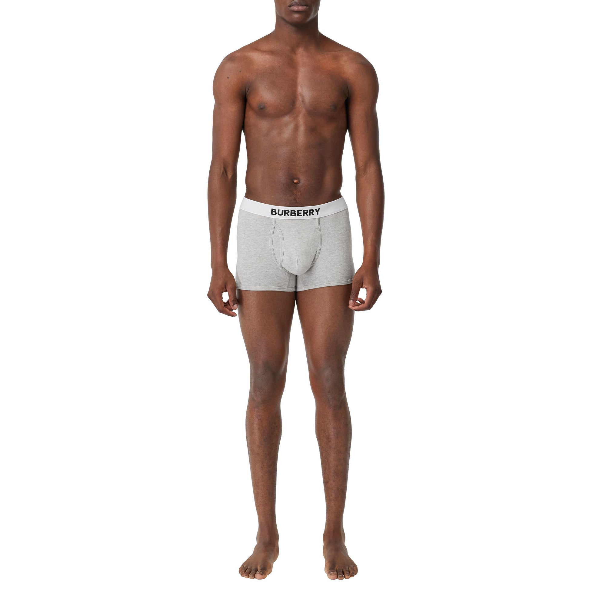 4 qty Boxer en coton stretch à logo - Pale Grey Melange