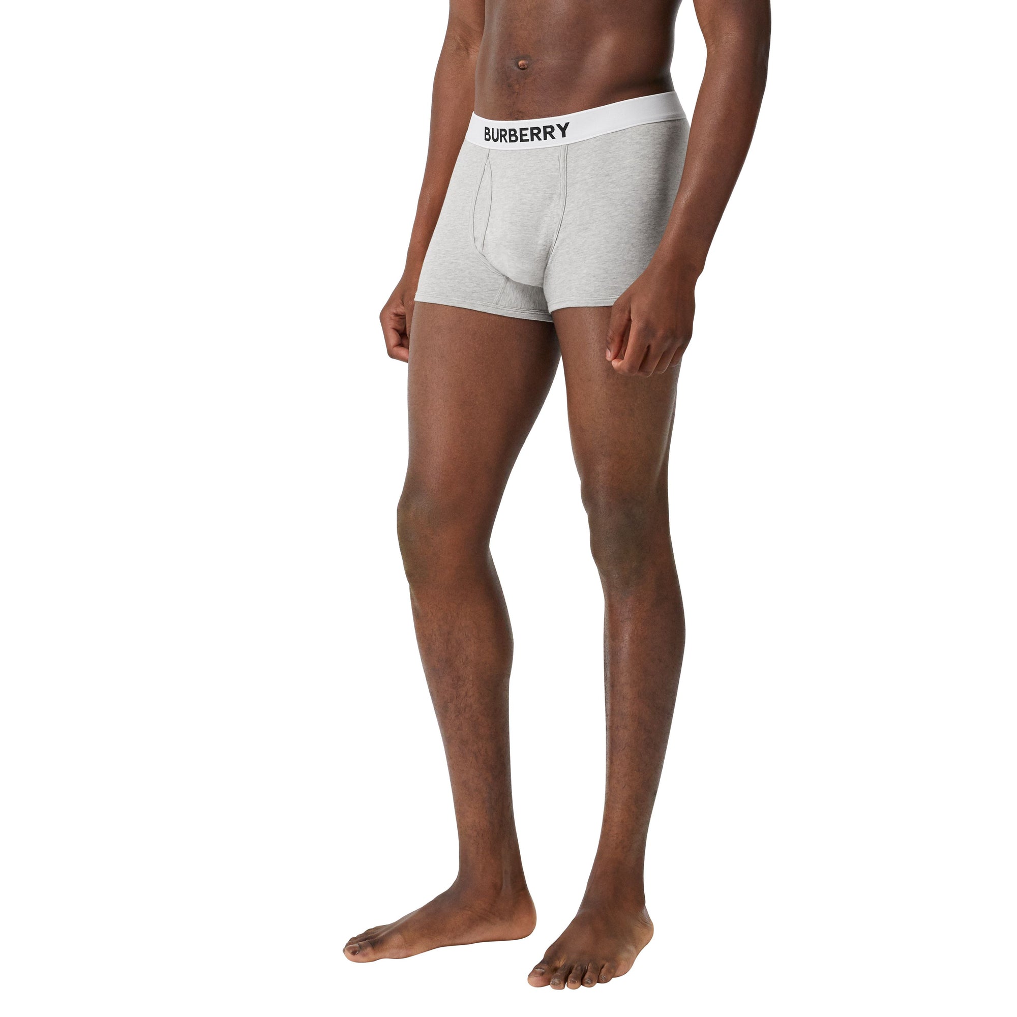 4 qty Boxer en coton stretch à logo - Pale Grey Melange