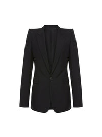Blazer à boutonnage simple en laine - Black