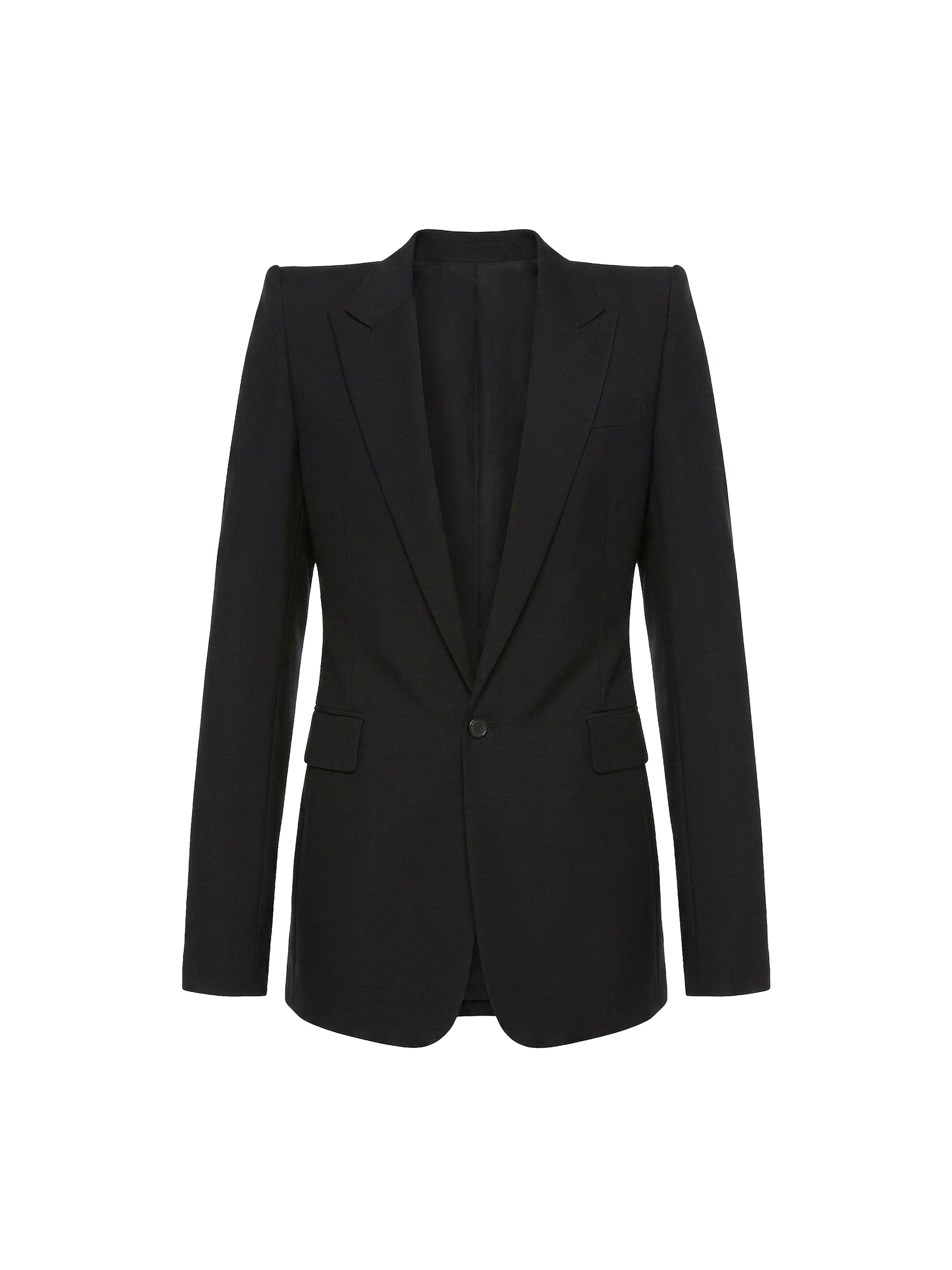 Blazer à boutonnage simple en laine - Black