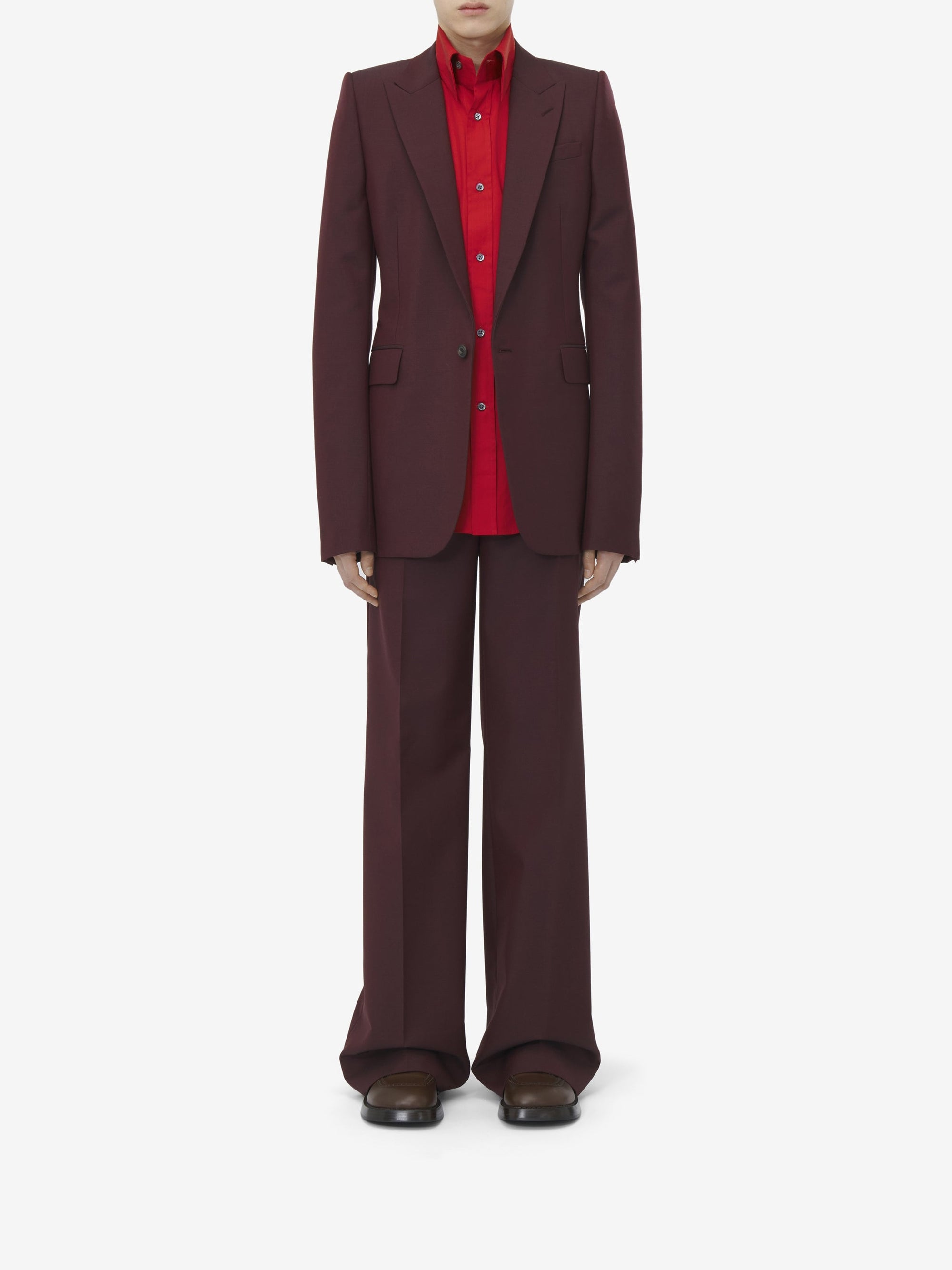 Blazer à boutonnage simple en laine - Bordeaux