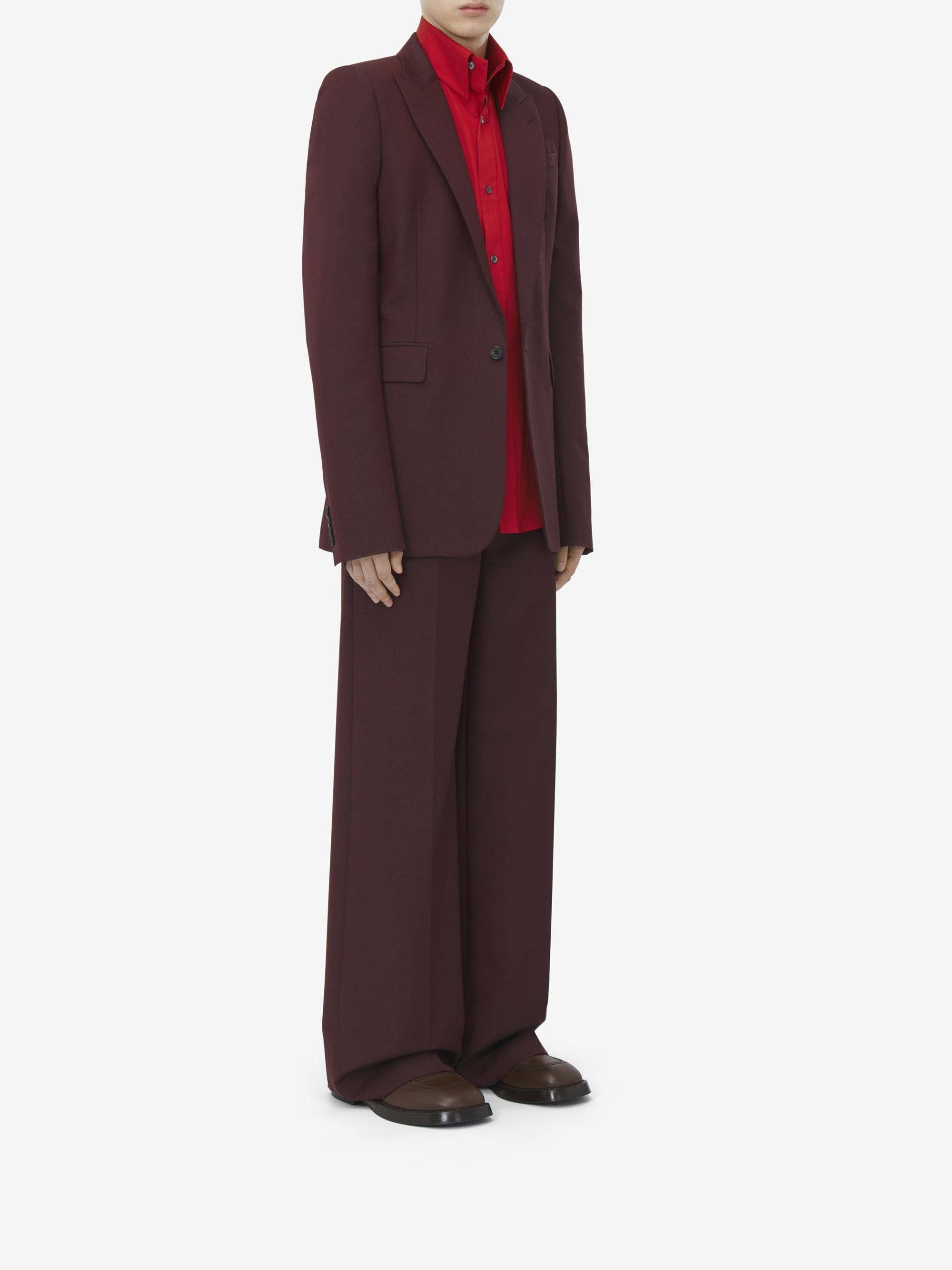 Blazer à boutonnage simple en laine - Bordeaux