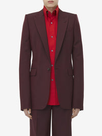 Blazer à boutonnage simple en laine - Bordeaux