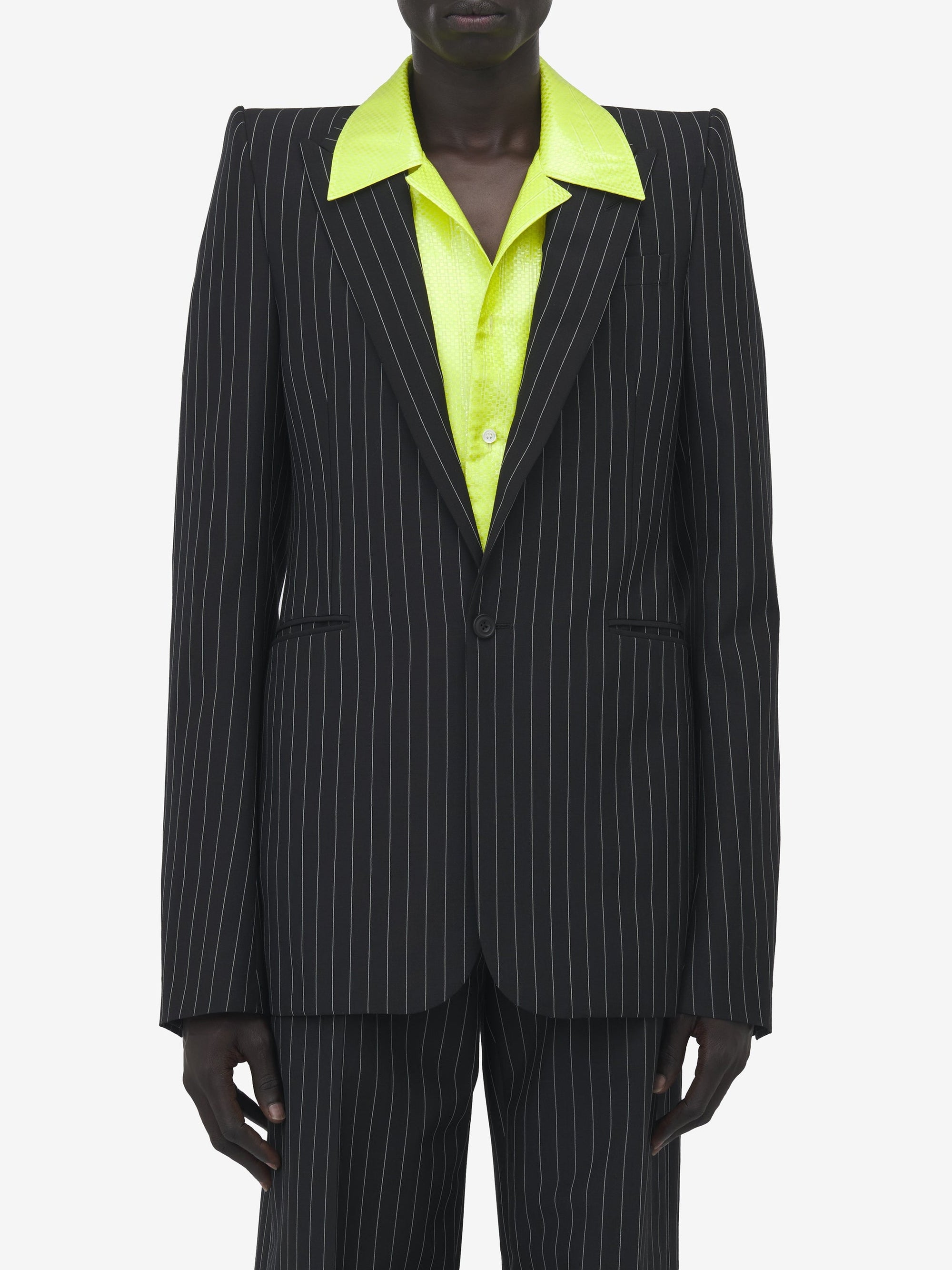 Blazer à rayures en laine - Black & White