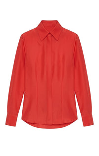 Chemise à plis en soie - Fire Red