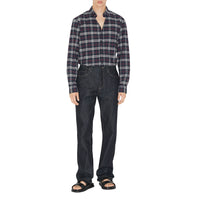 Check pattern stretch shirt - Navy Check