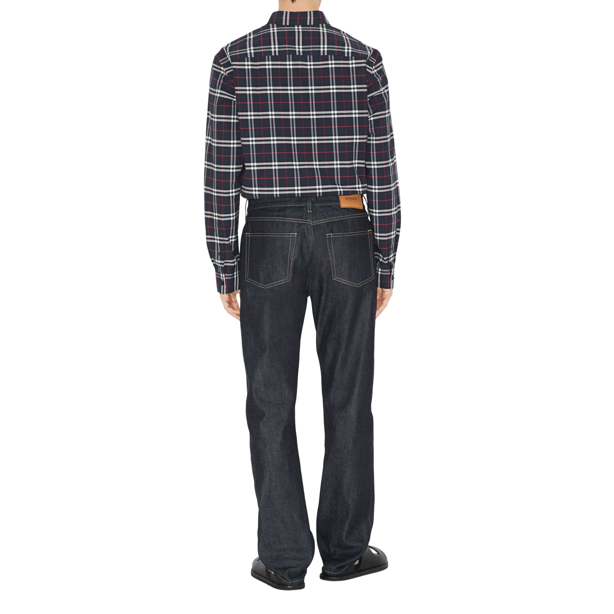 Check pattern stretch shirt - Navy Check