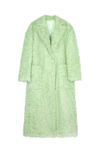 Manteau long en fausses plumes - Sage Green