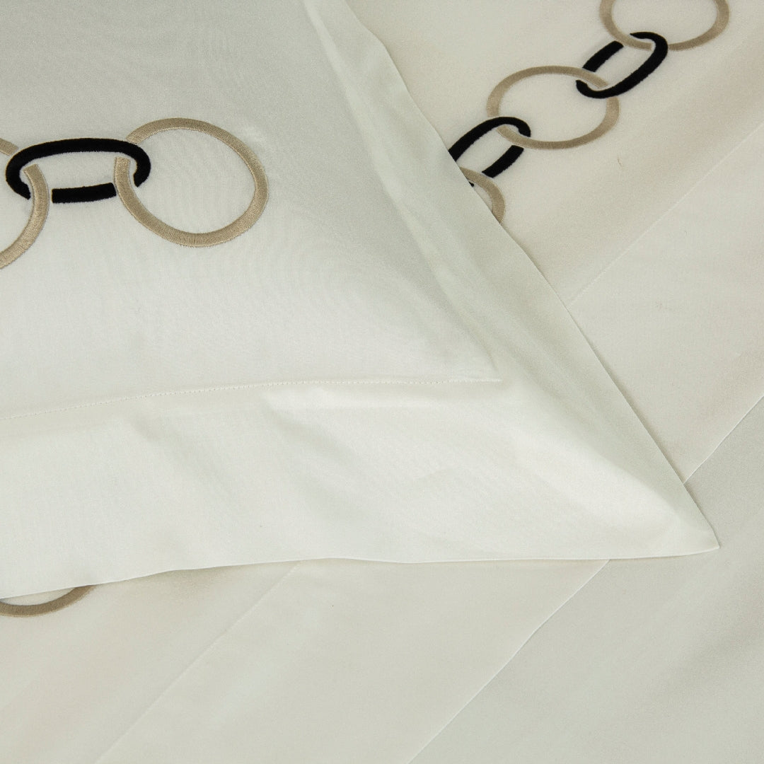 Duvet cover Links embroidery in cotton - Savage Beige & Black