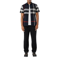 Slim-fit short-sleeved check shirt - Navy Check