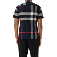 Slim-fit short-sleeved check shirt - Navy Check