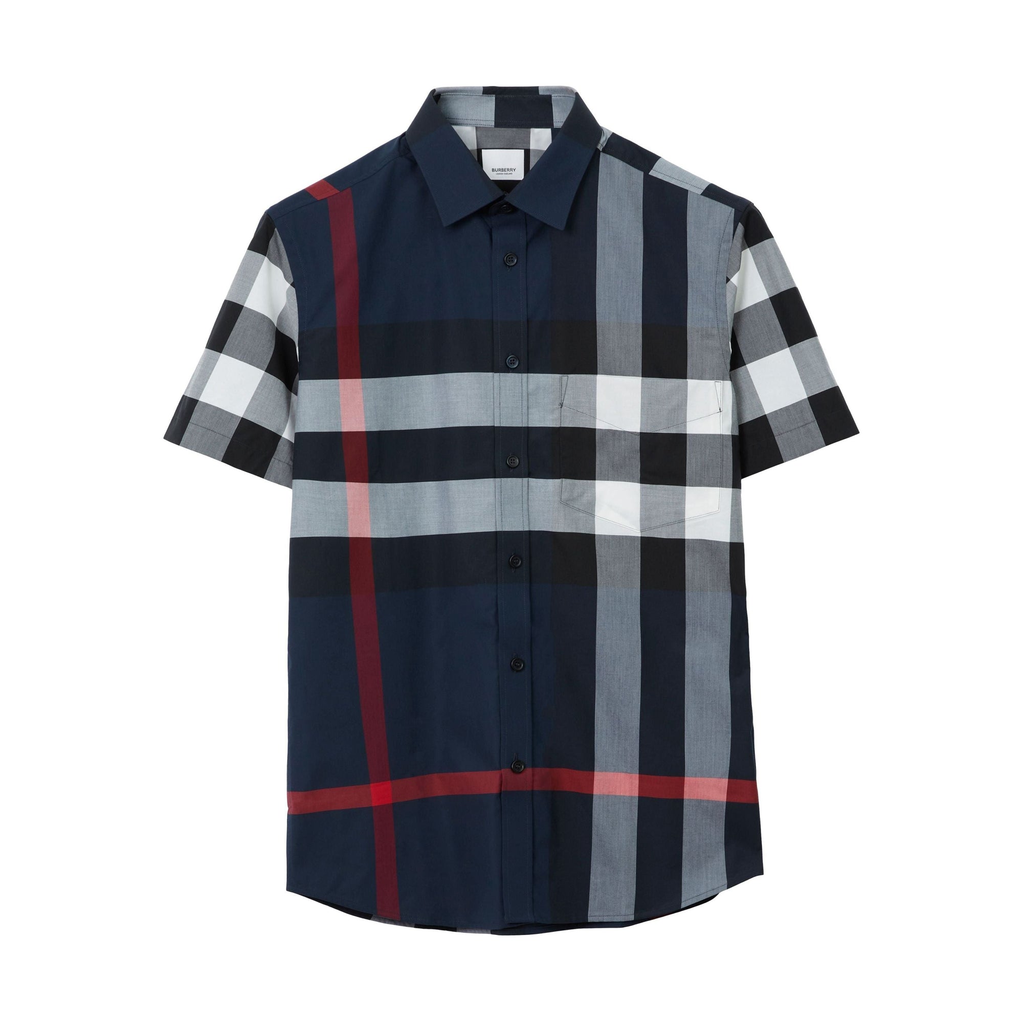 7 qty Chemise slim à manches courtes à motif check - Navy Check