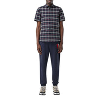 1 qty Chemise à manches courtes en coton stretch - Navy Check