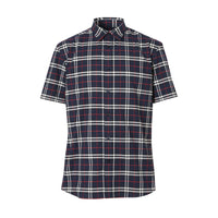 1 qty Chemise à manches courtes en coton stretch - Navy Check