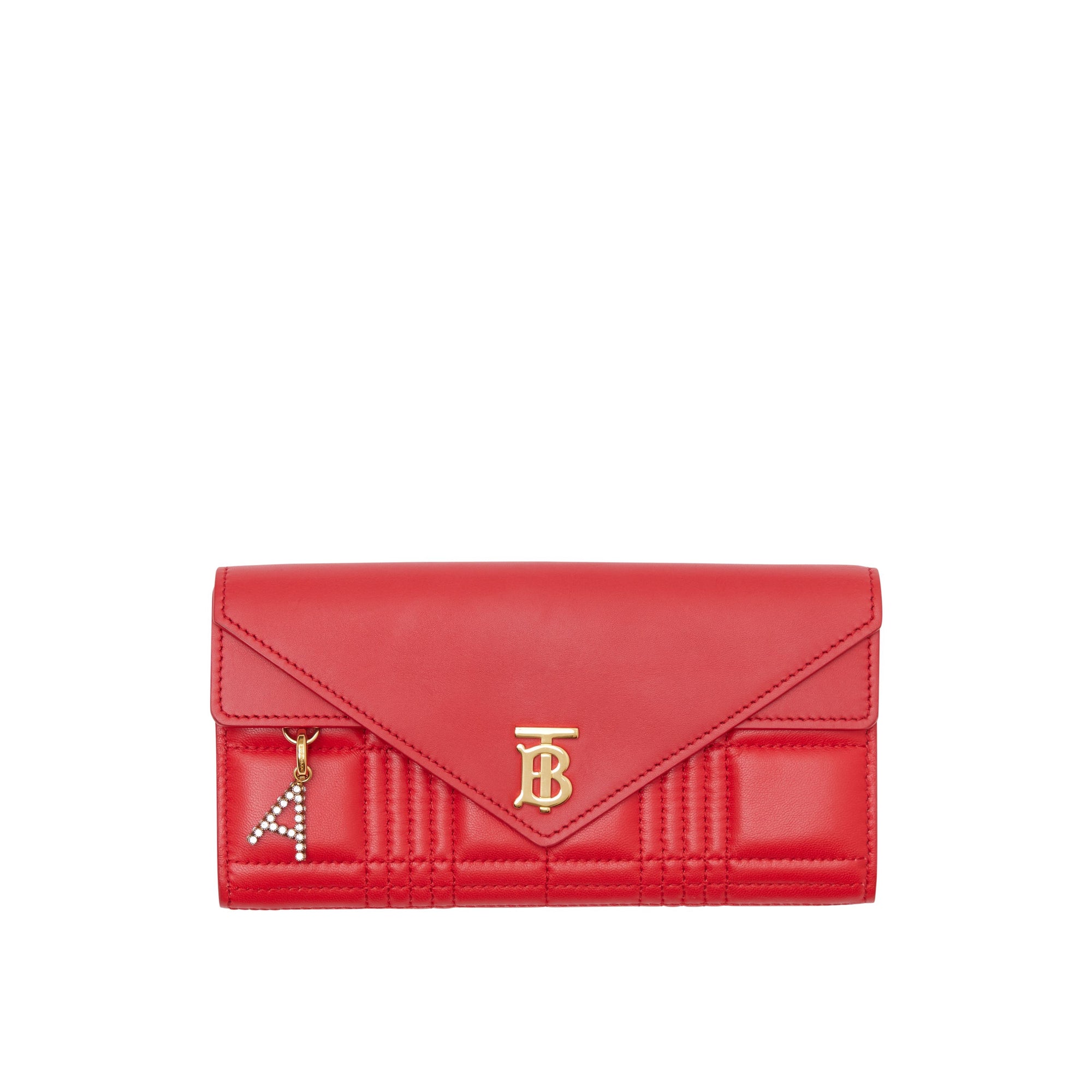 1 qty Portefeuille matelassé en cuir - Bright Red