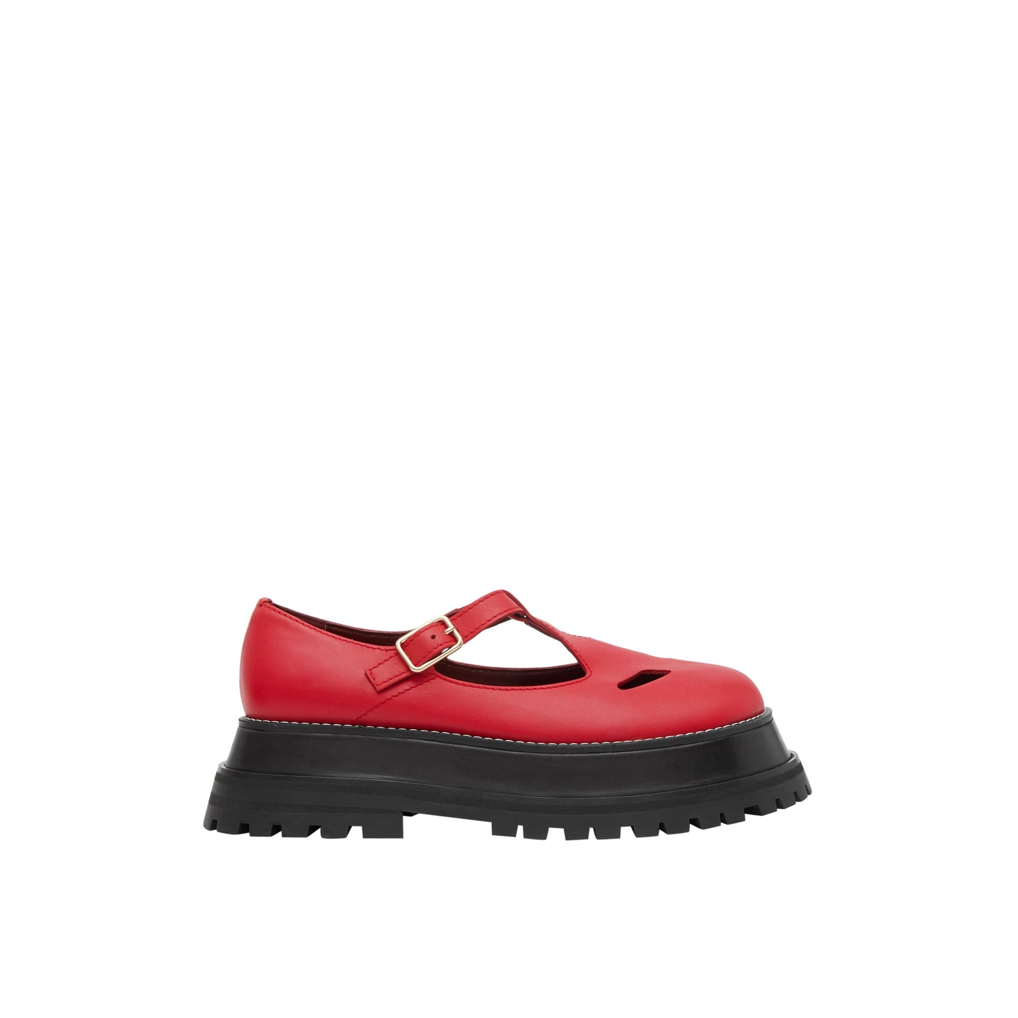 1 qty Salomés à semelles crantées en cuir - Red