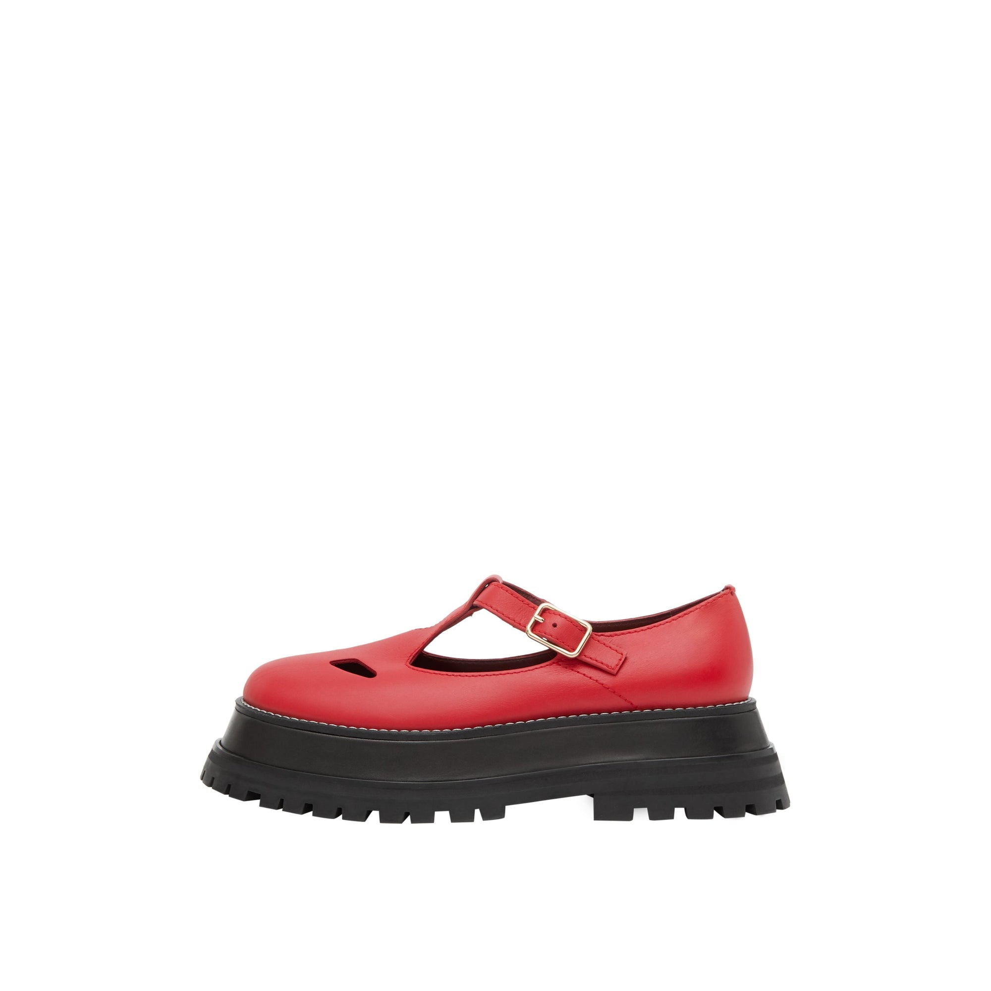 1 qty Salomés à semelles crantées en cuir - Red