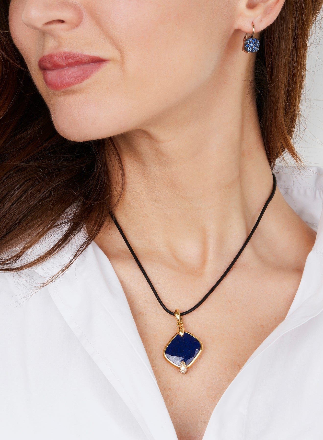 Pendentif Ritratto en Or rose 18K & Lapis & Diamant