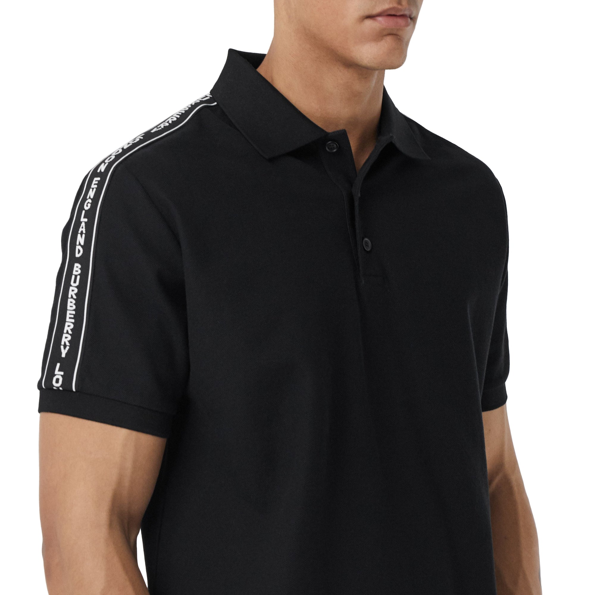 1 qty Polo en piqué en coton à bandes - Black