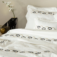 Duvet cover Links embroidery in cotton - Savage Beige & Black
