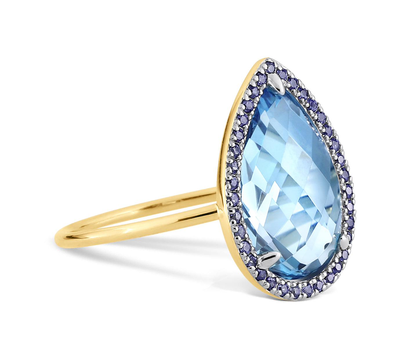 Bague Alma en or rose & Topaze - Bleu