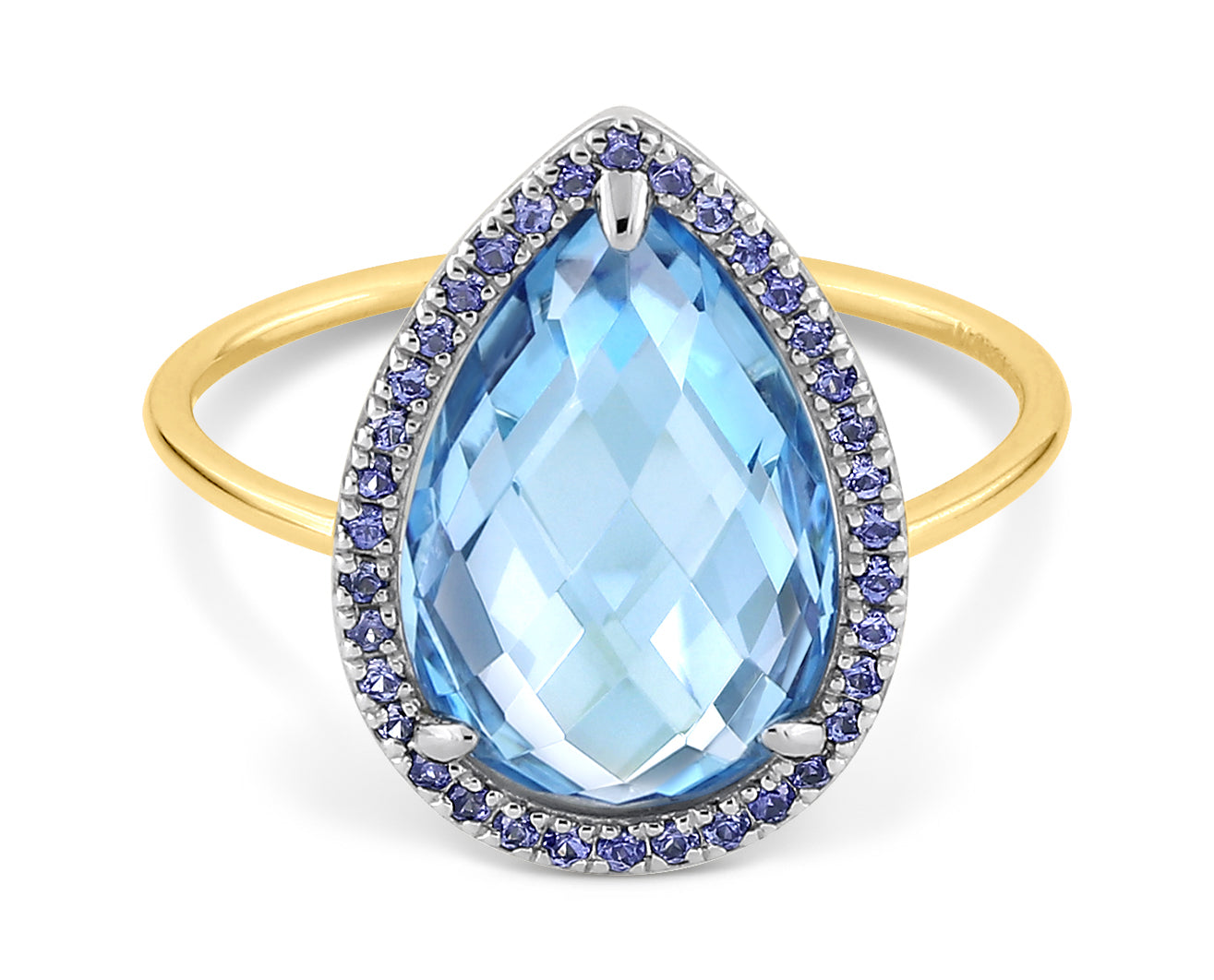 Bague Alma en or rose & Topaze - Bleu