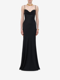 Robe drapée en soie - Black