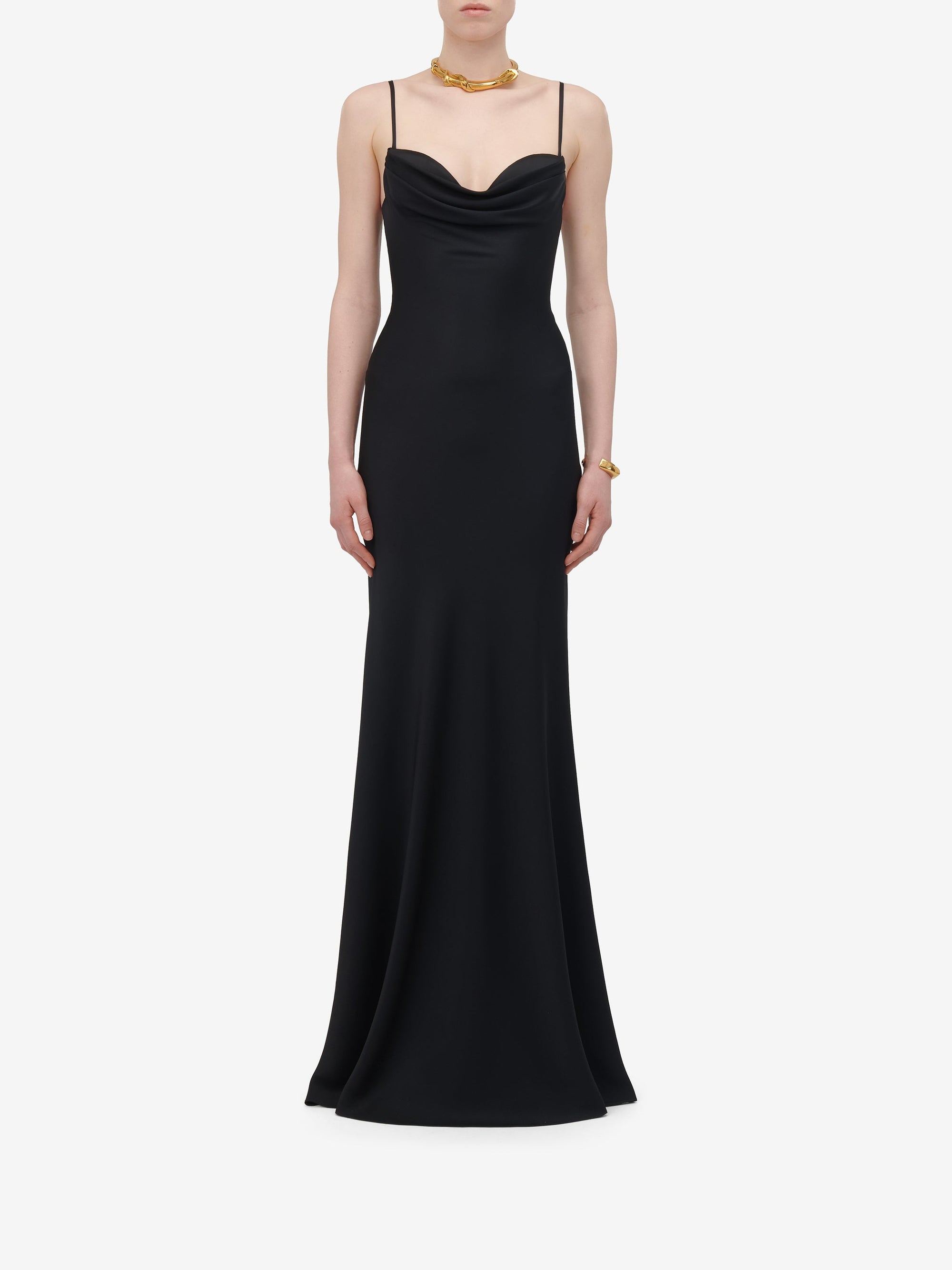 Robe drapée en soie - Black