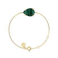 Yellow Gold & Malachite Petal Bracelet - Green