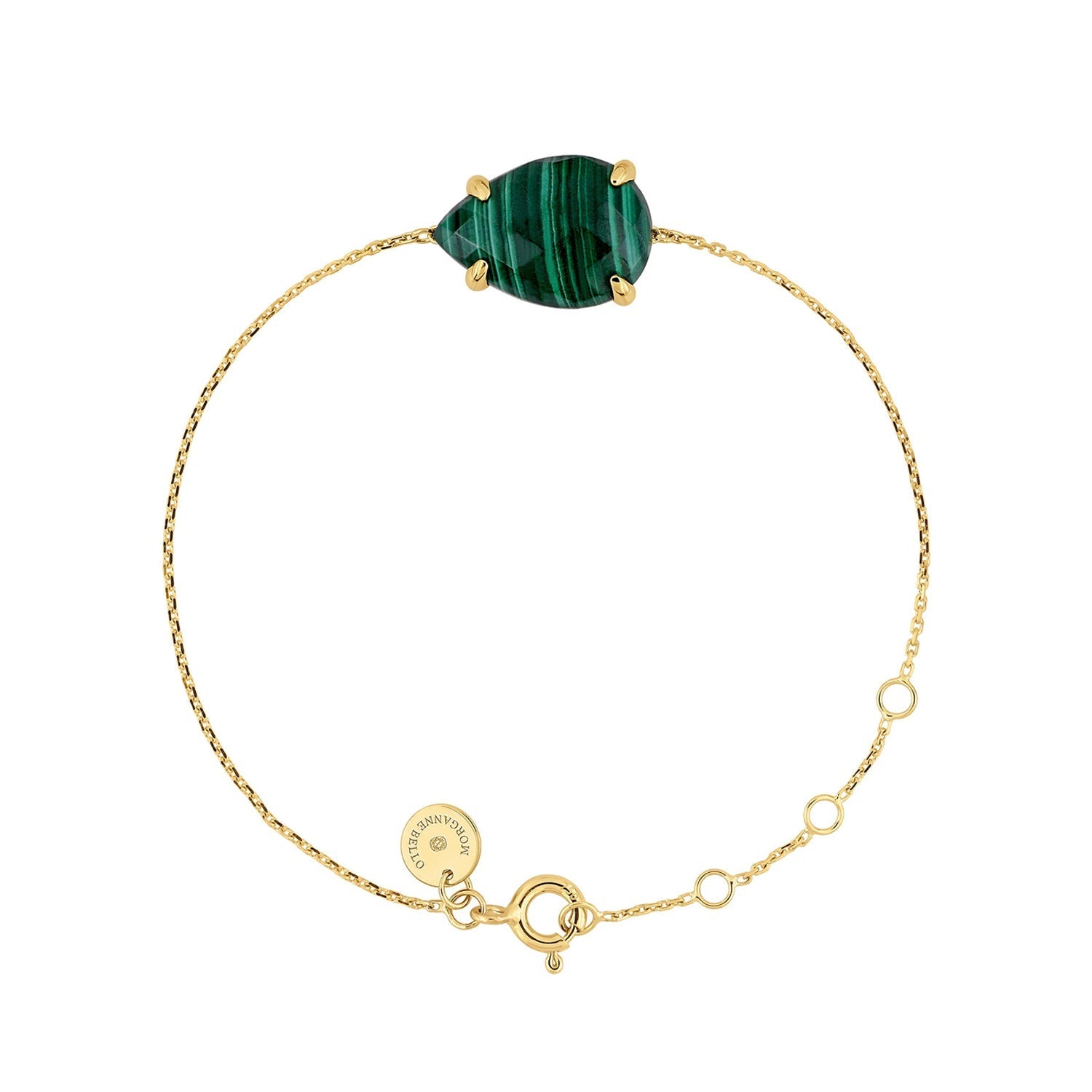 Yellow Gold & Malachite Petal Bracelet - Green