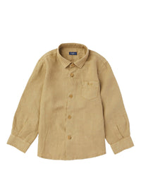 Camicia regular fit in lino cachi