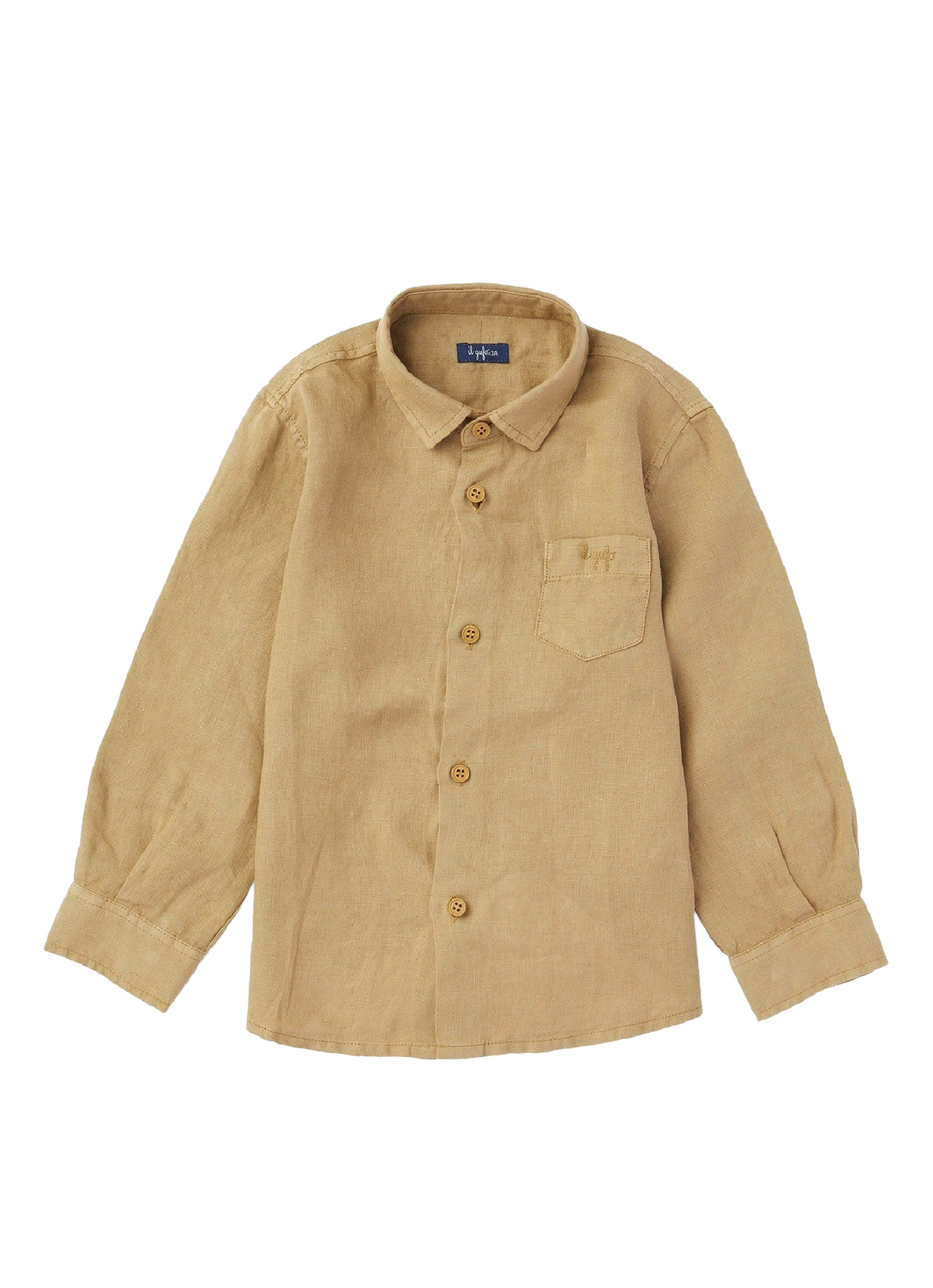 Camicia regular fit in lino cachi