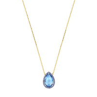 Collier Alma en or jaune & Topaze - Bleu