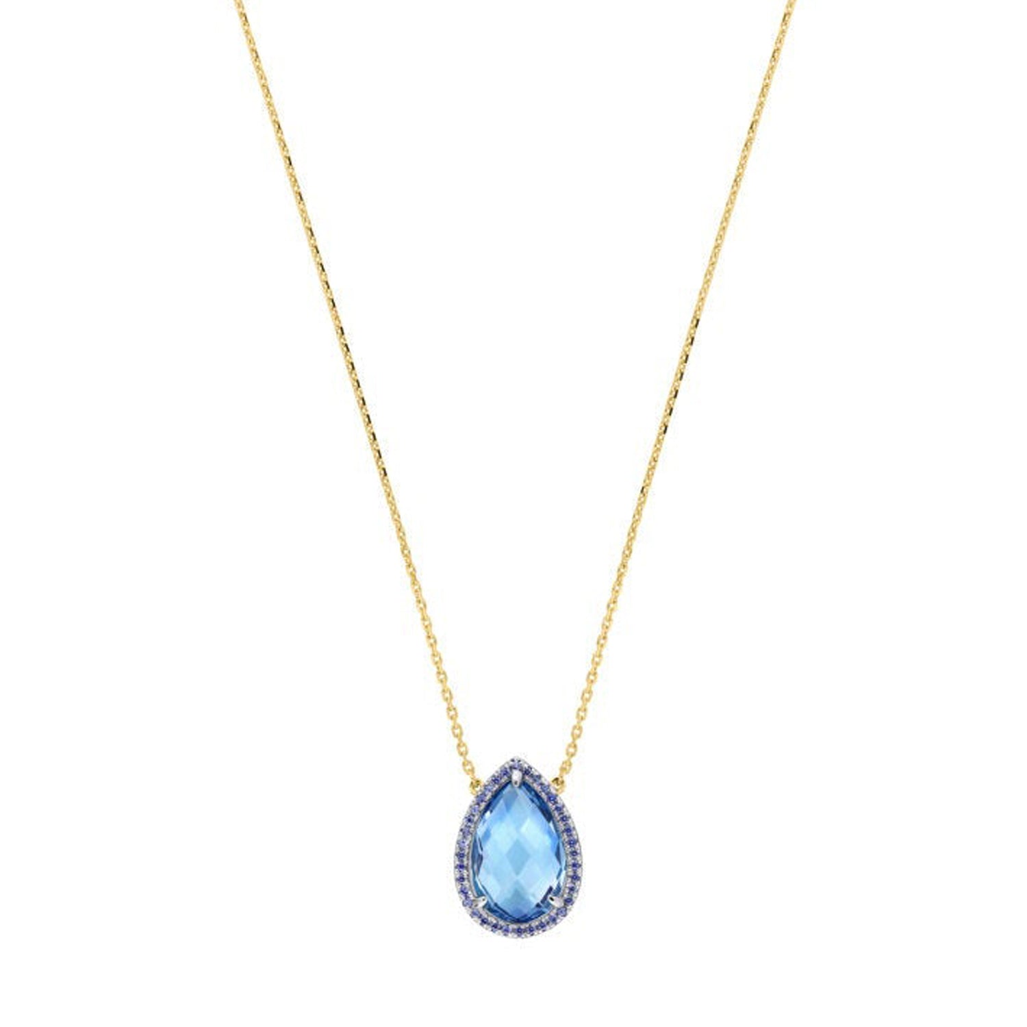 Collier Alma en or jaune & Topaze - Bleu