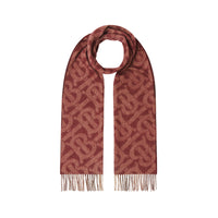 1 qty Écharpe réversible en cachemire check et Monogram - Burgundy