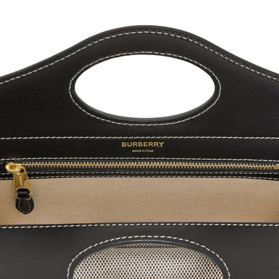 Mini sac Pocket en toile et cuir bicolore - Black & Black & Fieryred