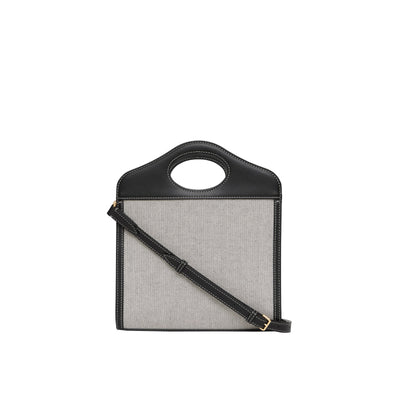 Mini sac Pocket en toile et cuir bicolore - Black & Black & Fieryred