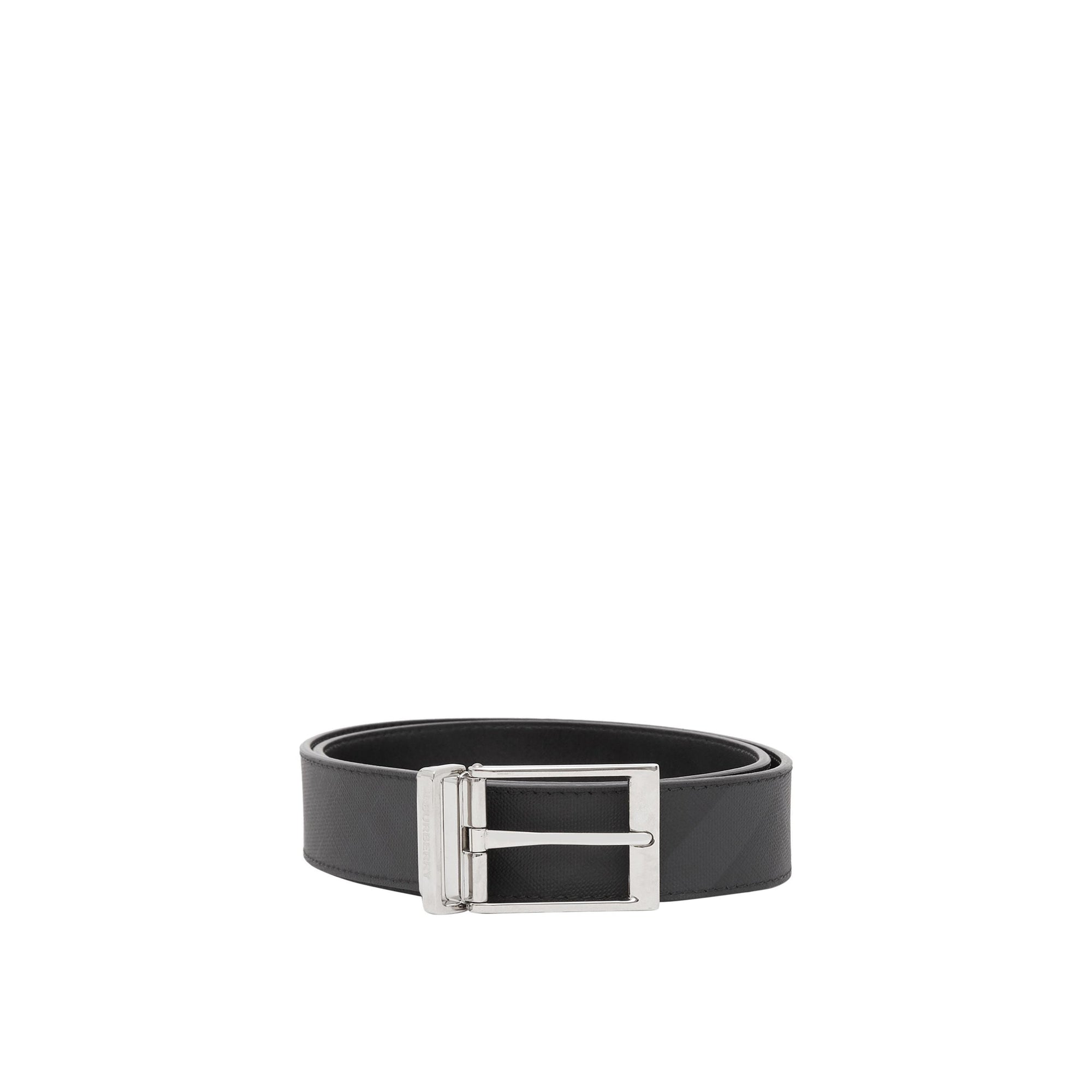 4 qty Ceinture réversible en tissu à motif London check - Dark Charcoal & Black