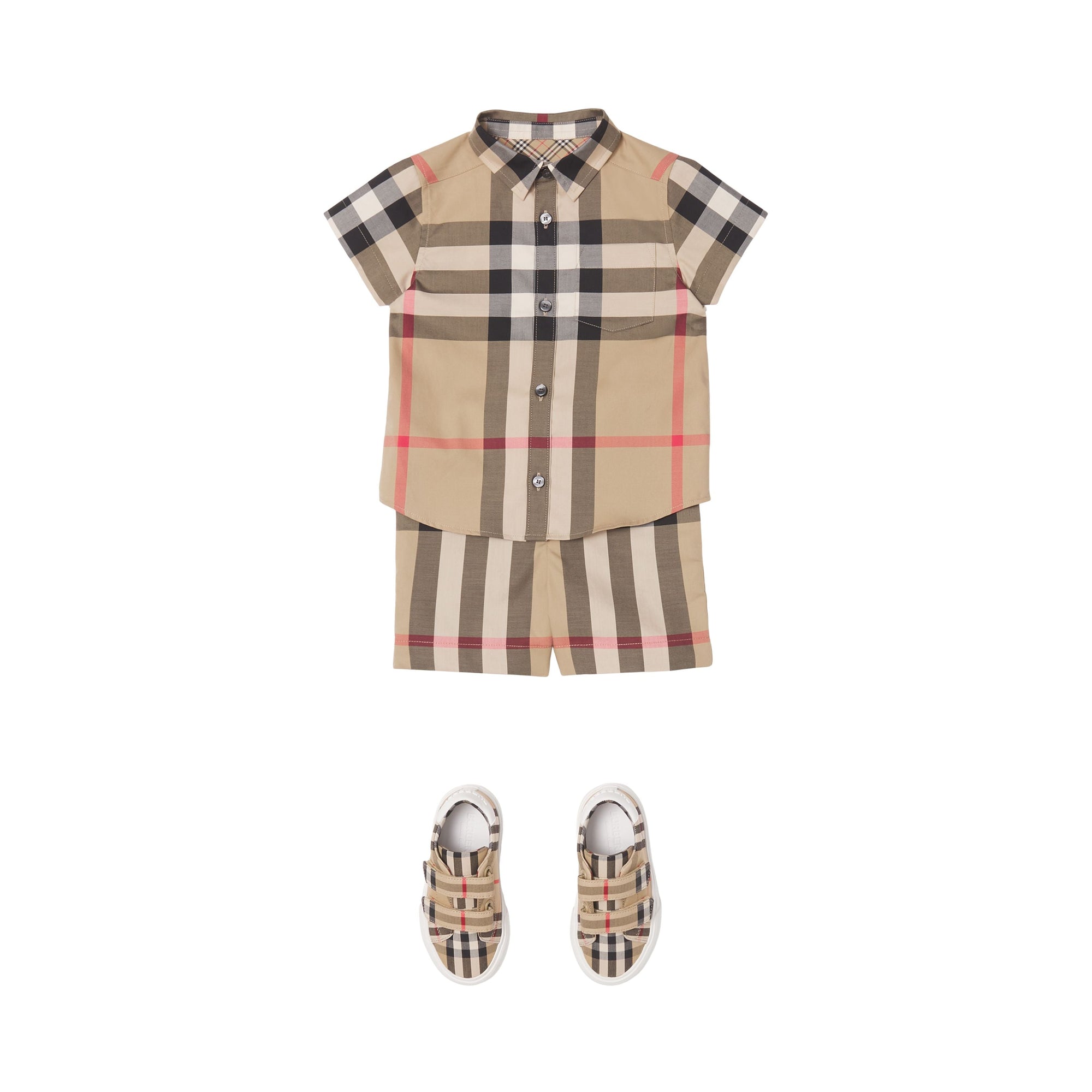 Fitted shorts in check stretch cotton - Beige by Archive