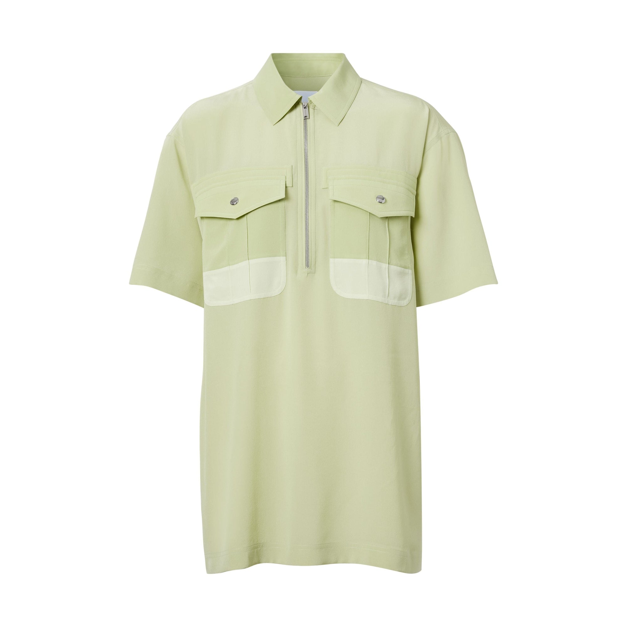 1 qty Chemise bowling en crêpe de soie - Mist Green