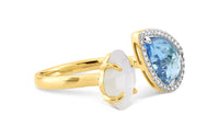 Yellow Gold & Topaz Alma Ring - Blue