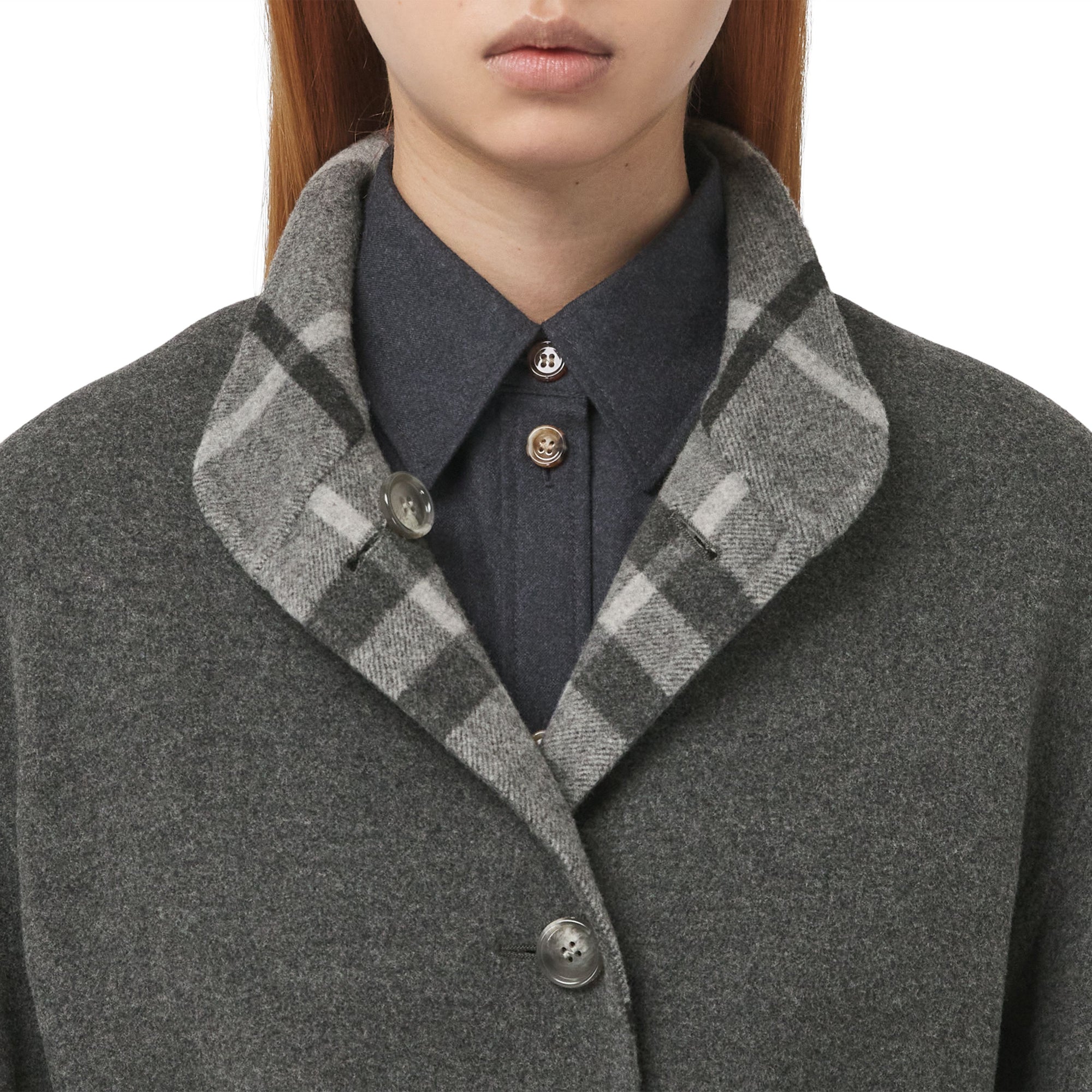 1 qty Manteau réversible en laine à motif check - Shale Grey Check