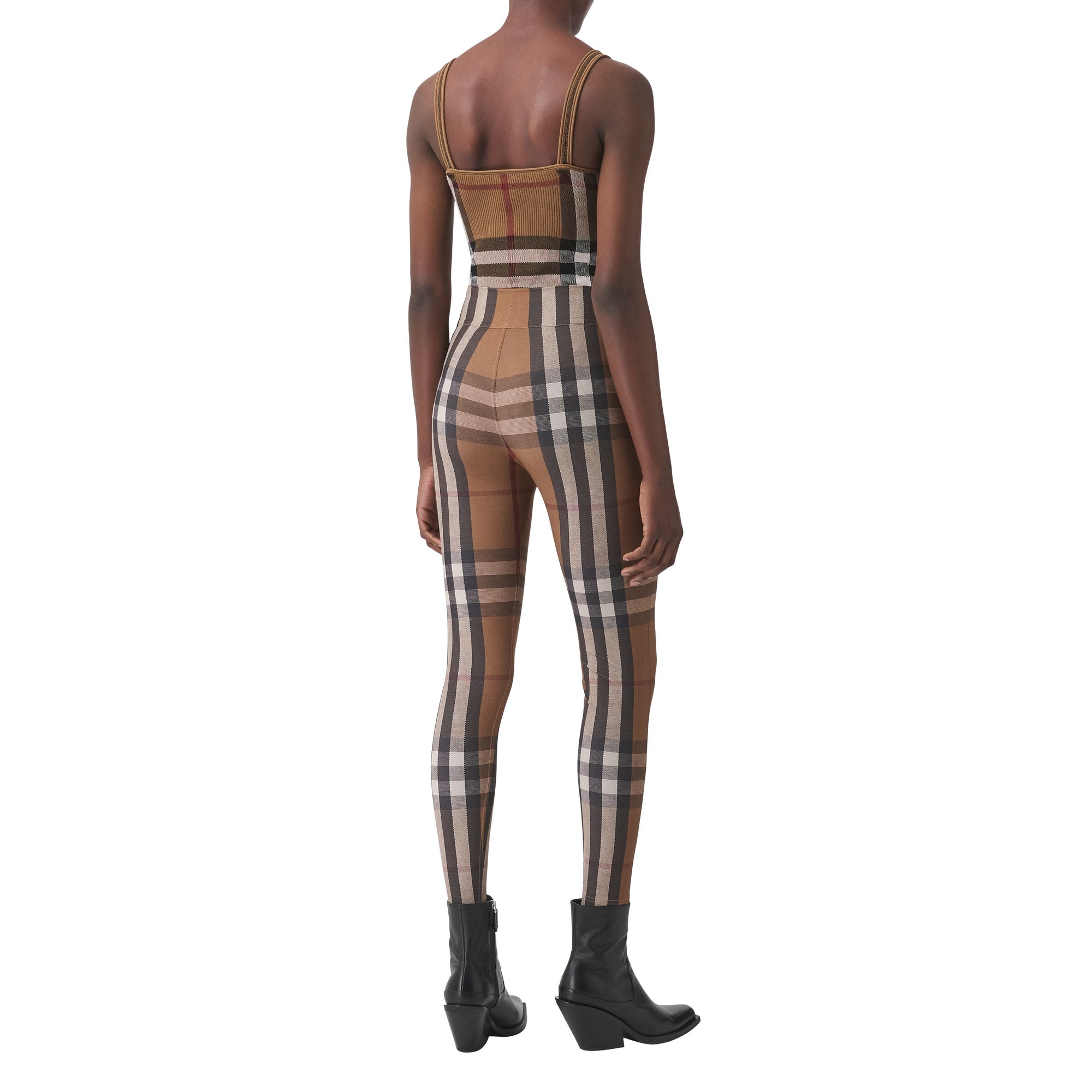 2 qty Legging stretch à motif check - Birch Brown Check