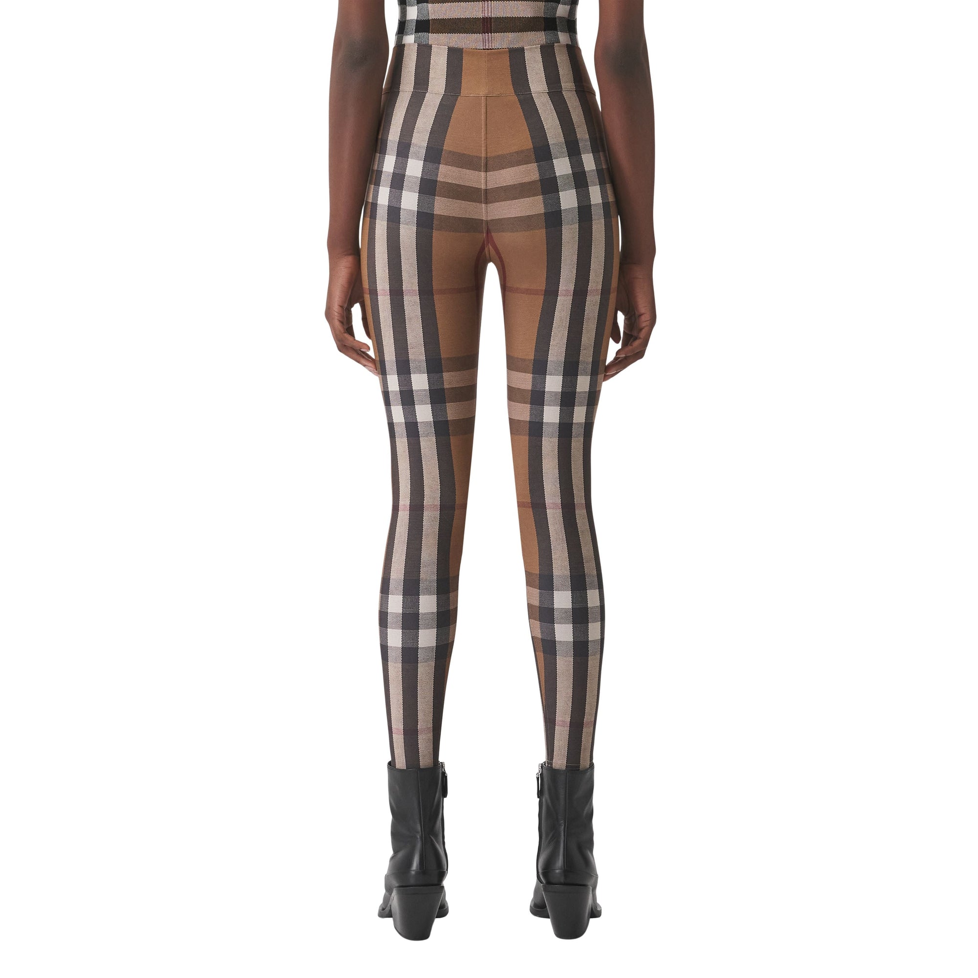 2 qty Legging stretch à motif check - Birch Brown Check