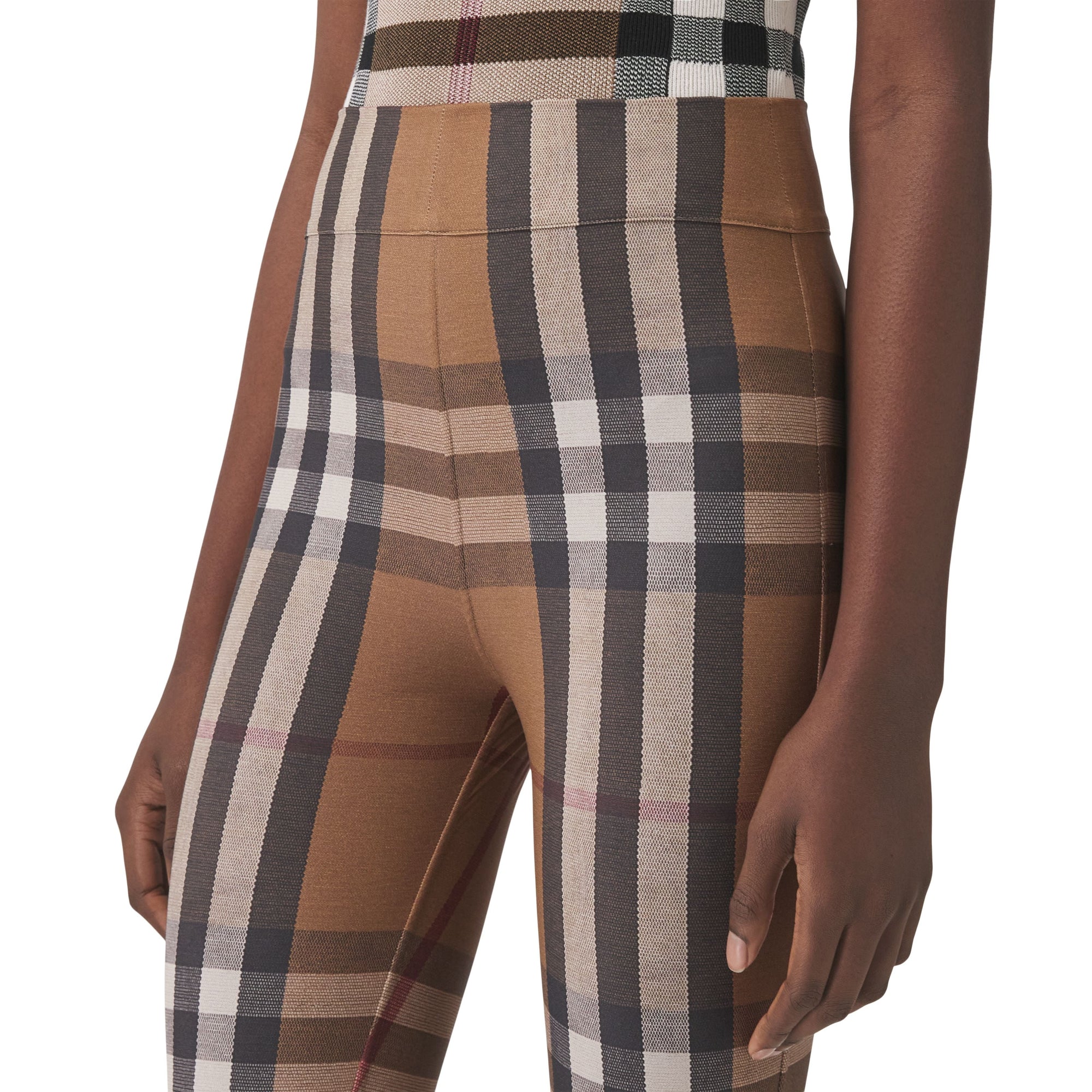 2 qty Legging stretch à motif check - Birch Brown Check