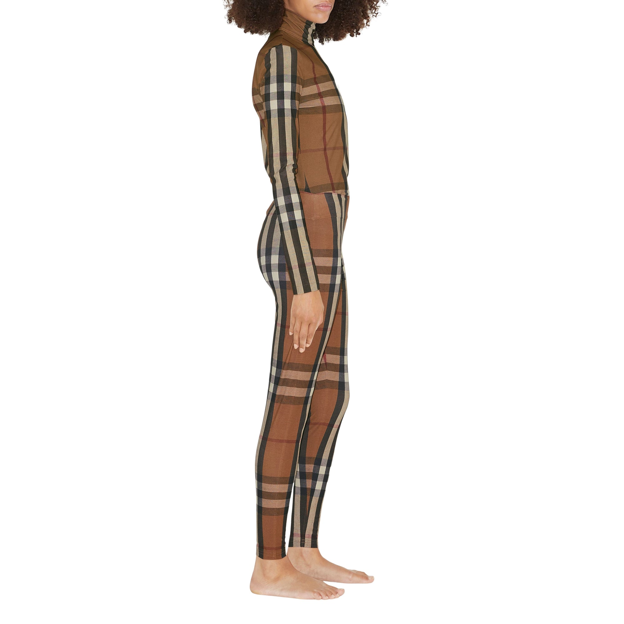 2 qty Legging stretch à motif check - Birch Brown Check