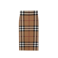 4 qty Jupe en jacquard de coton et soie à motif check - Birch Brown